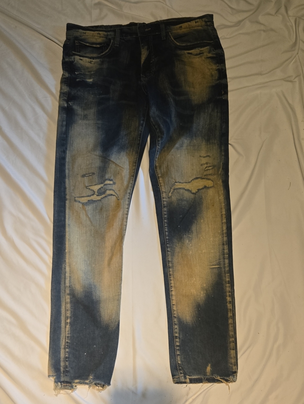 Jordan Craig Men's Slim Straight Distressed Blue Jeans